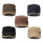 Man Woman Vintage Military Washed Cadet Hat Army Plain Flat Cap