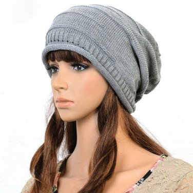 Women Fashion Stripe Wool Cap Knit Hat