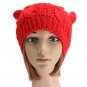 Women Ladies Crochet Knitted Cat Ear Devil Slouch Beanie Hat Winter Warm Cap