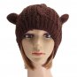 Women Ladies Crochet Knitted Cat Ear Devil Slouch Beanie Hat Winter Warm Cap