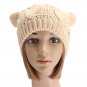 Women Ladies Crochet Knitted Cat Ear Devil Slouch Beanie Hat Winter Warm Cap
