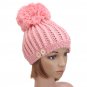 Women Ladies Button Crochet Knitted Beret Hat Ski Beanie Ball Wool Winter Warm Cap