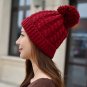 Women Ladies Crochet Knitted Beret Hat Ski Beanie Ball Wool Winter Warm Cap