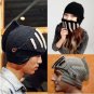 Unisex Winter Warm Wool Stripes Knit Ski Riding Knight Helmet Hat Cap