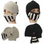 Unisex Winter Warm Wool Stripes Knit Ski Riding Knight Helmet Hat Cap