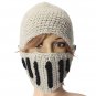 Unisex Winter Warm Wool Stripes Knit Ski Riding Knight Helmet Hat Cap