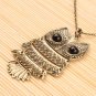 Pretty Metal Alloy Owl Design Pendant Necklace Sweater Chain Bronzer