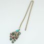 Vintage Peacock Pendant Rhinestone Necklace Bronze