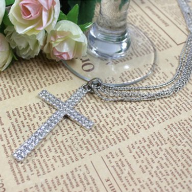 Silver Classic Shining Cross Necklace