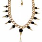 Cool Punk Style Rivet-Studded Pattern Thick Necklace Golden & Black