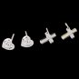 24 Pairs Different Shape Stud Earrings Silver