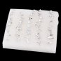 24 Pairs Different Shape Stud Earrings Silver
