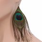 Green Elegant Fashionable Peacock Feather Drop Earrings