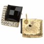 Noble Elegant Zircon Clear Rhinestone Gold-plated Piercing Stud Earrings Black