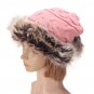 Women Ladies Crochet Braided Rabbit Fur Fleece Lined Cap Beanie Knit Neck Scarfs Multifuctional Hats