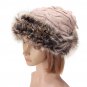 Women Ladies Crochet Braided Rabbit Fur Fleece Lined Cap Beanie Knit Neck Scarfs Multifuctional Hats
