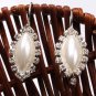 Small Silver Vintage Rhinestone Pearl Tear Drop Dangle Earrings