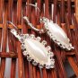 Small Silver Vintage Rhinestone Pearl Tear Drop Dangle Earrings