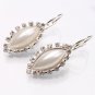 Small Silver Vintage Rhinestone Pearl Tear Drop Dangle Earrings