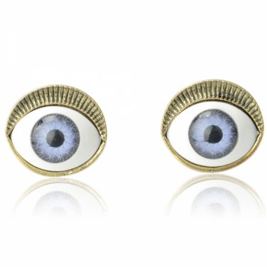 2pcs European Style Cool Punk Eyeball Shape Stud Earrings