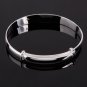 Charming Diagonal Stripe Push-pull Adjustable Bangle Bracelet Silver