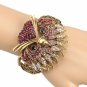 New Lady Owl Rhinestone Open Bangle Bracelet
