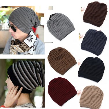 Mens Womens Knit Winter Skull Ski Crochet Beanie Neck Warmer Hat