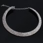 Wedding / Bridal Three Rows Rhinestone Necklace Choker Earring Set