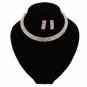 Wedding / Bridal Three Rows Rhinestone Necklace Choker Earring Set