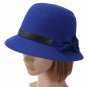 Women Ladies Bow Wool Imitation Fedora Bucket Cap Felt Wide Brim Bowler Cloche Hat