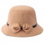 Women Ladies Bow Wool Imitation Fedora Bucket Cap Felt Wide Brim Bowler Cloche Hat