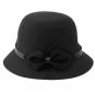 Women Ladies Bow Wool Imitation Fedora Bucket Cap Felt Wide Brim Bowler Cloche Hat