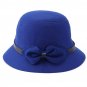 Women Ladies Bow Wool Imitation Fedora Bucket Cap Felt Wide Brim Bowler Cloche Hat
