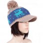 Women Christmas Deer Knitted Hat Winter Hit Color Baseball Cap