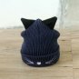 Women Ladies Cute Cat Ear Beard Embroidery Knitting Beanie Hat Elastic Acrylic Cap