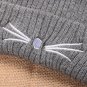 Women Ladies Cute Cat Ear Beard Embroidery Knitting Beanie Hat Elastic Acrylic Cap