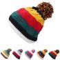Women Ladies Crochet Beanie Hat Multi colored Coral Fleece Linen Ball Cap