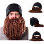 Unisex Men Women Beard Barbarian Looter Knit Crochet Beanie Cap Vagabond Mustache Demountable Hat