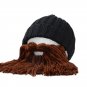 Unisex Men Women Beard Barbarian Looter Knit Crochet Beanie Cap Vagabond Mustache Demountable Hat