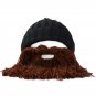 Unisex Men Women Beard Barbarian Looter Knit Crochet Beanie Cap Vagabond Mustache Demountable Hat