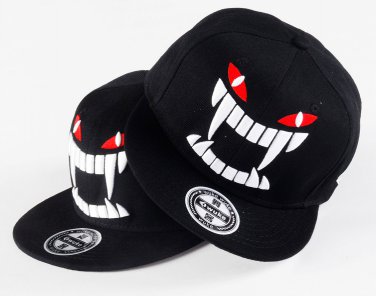 Chic Demon Face Embroidery Color Block Baseball Cap For Men  -  BLACK