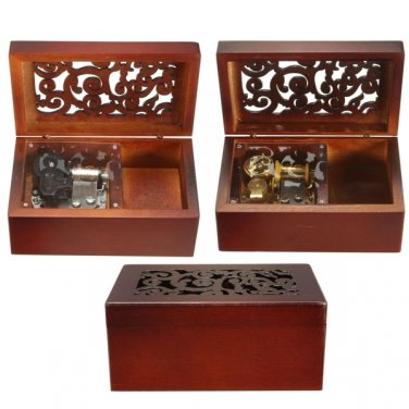 Solid Wood Miniature Hollow Music Box Jewelry Box