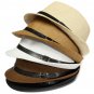 Unisex Braid Fedora Trilby Gangster Cap Beach Sun Straw Panama Hat