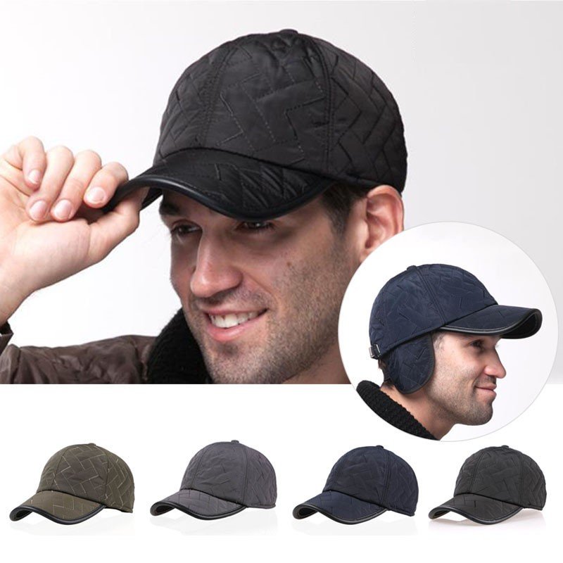 Men Male Earflap Earmuffs Water Proof Baseball Cap Adjustable Blank