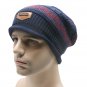 Men Knitted Slouch Beanie Hat Coral Fleece Linen Double Layers Elastic Moutaineering Outdoor Cap
