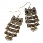 Retro Vintage Cute Owl Big Black Eyes Bronze Pendant Dangle Earring