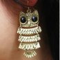 Retro Vintage Cute Owl Big Black Eyes Bronze Pendant Dangle Earring