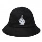 Unisex Finger Embroidery Black White Cotton Cap Fisherman Bucket Hat