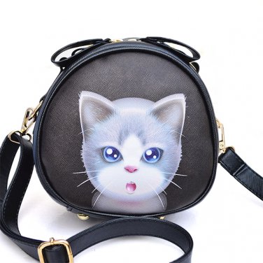 Women PU Leather 3D Cartoon Cute Cat Crossbody Bag Shoulder Bag