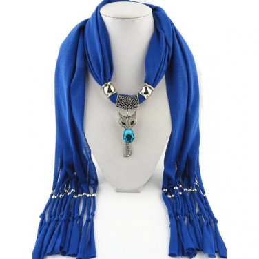Crystal Fox Pendant Tassel Scarf Necklace Women Jewelry Autumn Winter